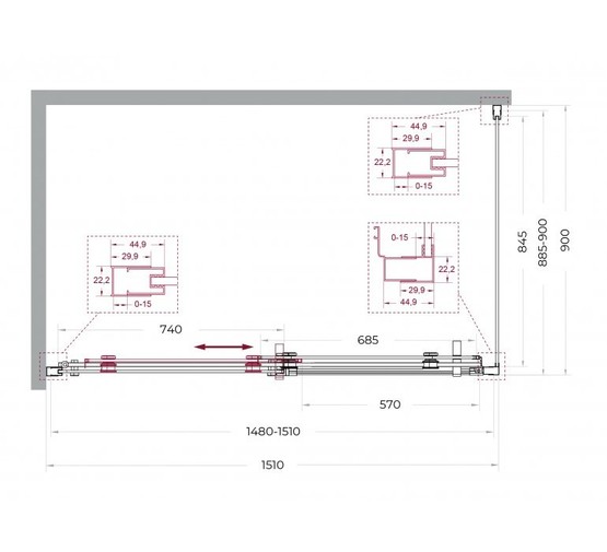 Душевой угол BelBagno Marino 2 AH 1 1500x900 хром, прозр.стекло 
