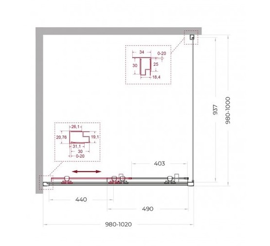 Душевой угол BelBagno Uno 195 A 1 1000x1000 хром, прозр.стекло 
