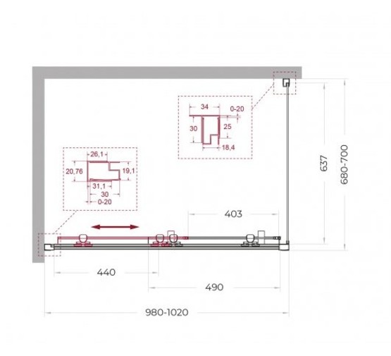 Душевой угол BelBagno Uno 195 AH 1 1000x700 хром, прозр.стекло 