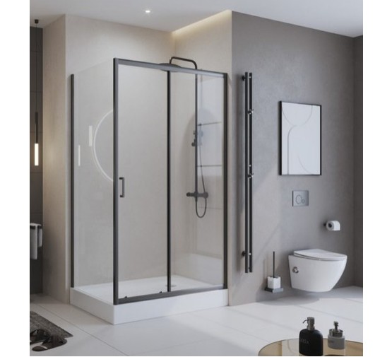 Душевой угол BelBagno Uno 195 AH 1 1100x1000 черный, прозр.стекло 