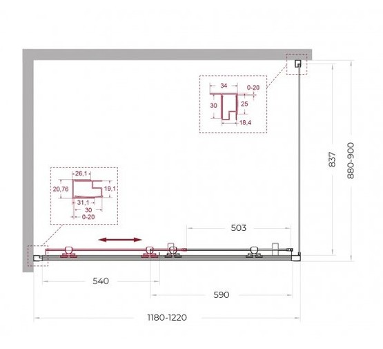 Душевой угол BelBagno Uno 195 AH 1 1200x900 черный, прозр.стекло 