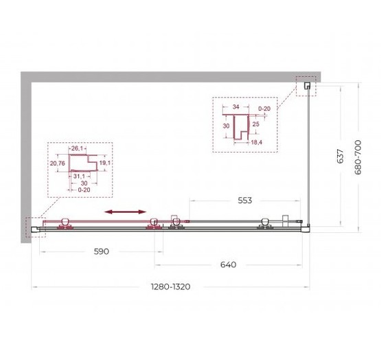 Душевой угол BelBagno Uno 195 AH 1 1300x700 хром, прозр.стекло 