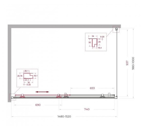 Душевой угол BelBagno Uno 195 AH 1 1500x1000 хром, прозр.стекло 