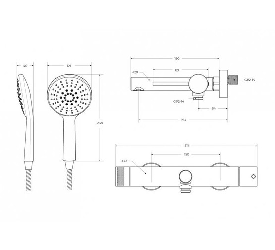 Смеситель для ванны Cezares RELAX-VD-IN сатин