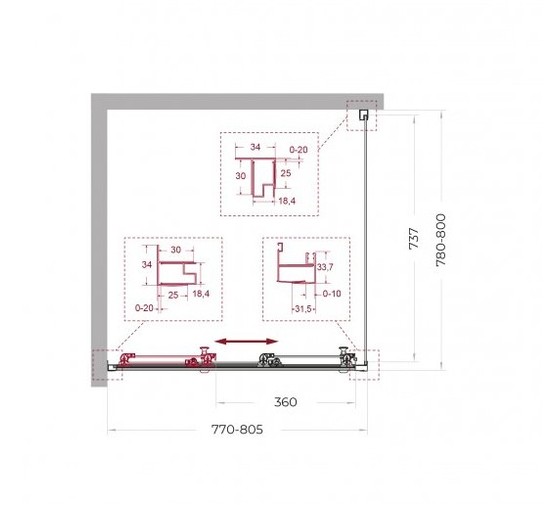 Душевой угол BelBagno Uno 195 AF 31 800x800 хром, прозр.стекло 