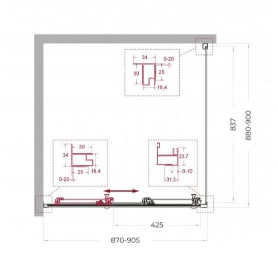 Душевой угол BelBagno Uno 195 AF 31 900x900 черный матовый, матовое стекло 