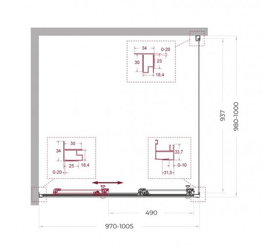 Душевой угол BelBagno Uno 195 AF 31 1000x1000 черный матовый, прозр.стекло 