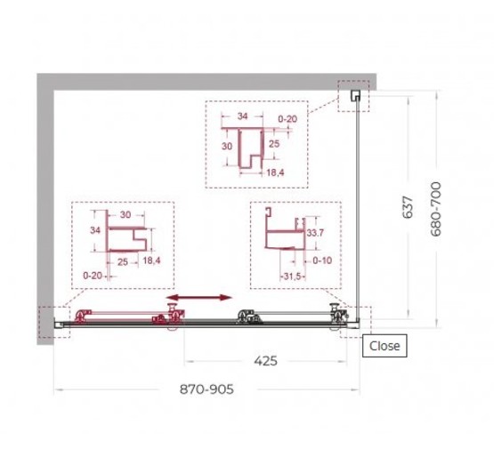 Душевой угол BelBagno Uno 195 AHF 31 900x700 черный матовый, прозр.стекло 