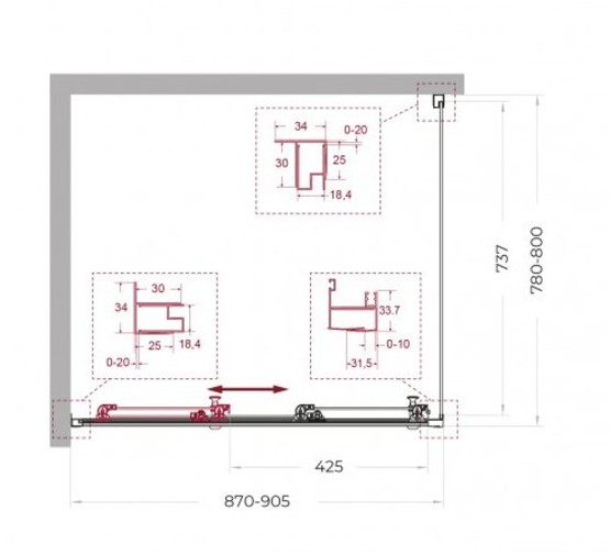 Душевой угол BelBagno Uno 195 AHF 31 900x800 черный матовый, прозр.стекло 