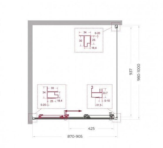 Душевой угол BelBagno Uno 195 AHF 31 900x1000 черный матовый, прозр.стекло 