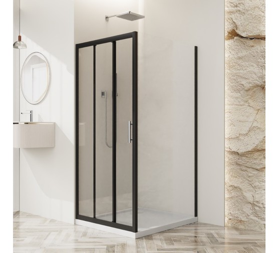 Душевой угол BelBagno Uno 195 AHF 31 1000x700 черный матовый, прозр.стекло 