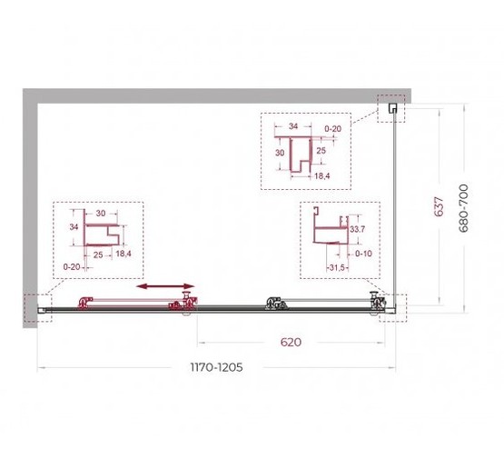 Душевой угол BelBagno Uno 195 AHF 31 1200x700 черный матовый, прозр.стекло 