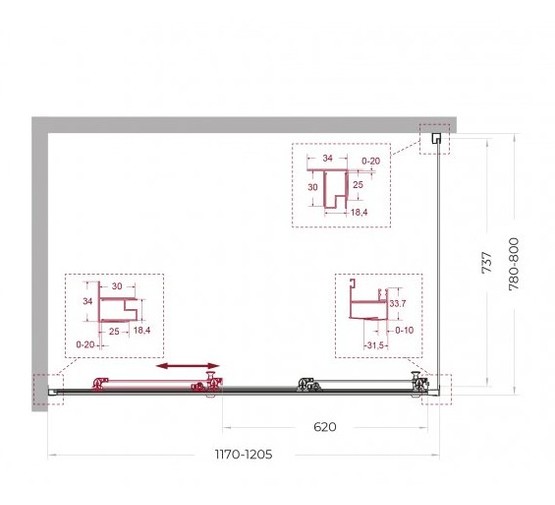 Душевой угол BelBagno Uno 195 AHF 31 1200x800 хром, прозр.стекло 