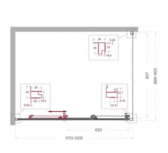 Душевой угол BelBagno Uno 195 AHF 31 1200x900 черный матовый, матовое стекло 