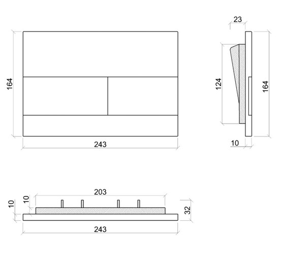 Клавиша смыва Ceramicanova Balance Rect оружейная сталь