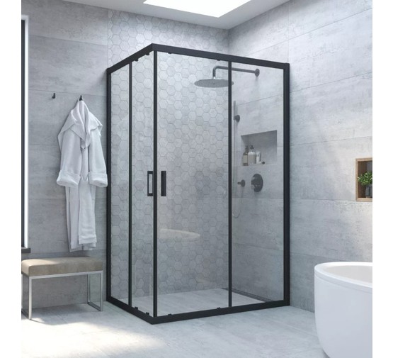 Душевой угол Vegas Glass ZA-F NOVO 1100x950 черный матовый, прозр.стекло 