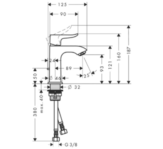 Смеситель для раковины 100 Hansgrohe Metris 31088000