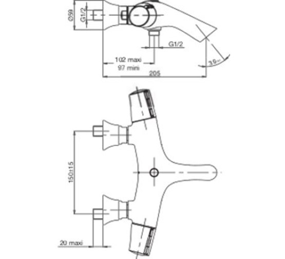 Смеситель для ванны Jacob Delafon Symbol E71684-CP термостат