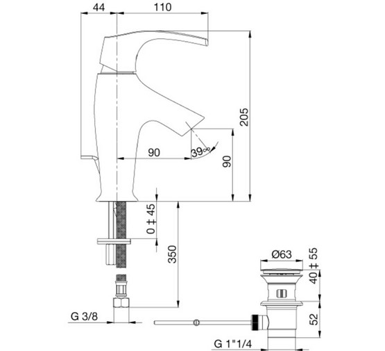 Смеситель для раковины Jacob Delafon Symbol E72680-CP с д/к