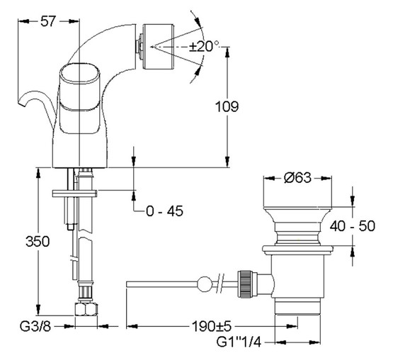 Смеситель для биде Jacob Delafon Talan E10088RU-CP