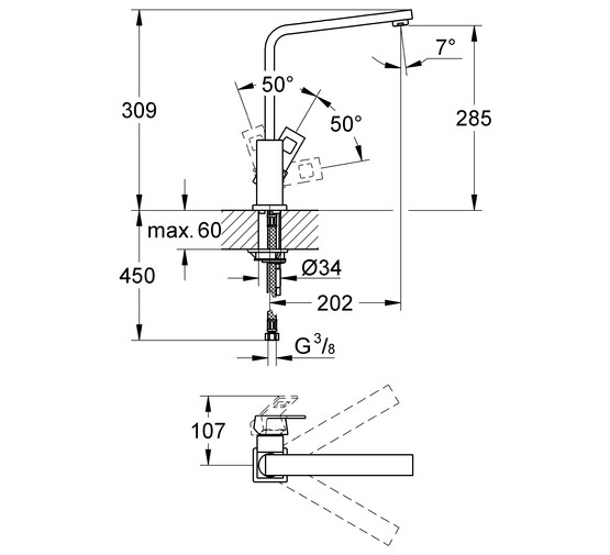 Смеситель для кухни Grohe Eurocube 31255000