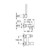 Смеситель для ванны GROHE Eurocube  23141000 с душевым гарнитуром