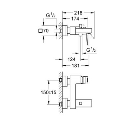 Смеситель для ванны GROHE Eurocube  23140000