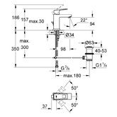 Смеситель для раковины Grohe Eurocube  23127000 с донным клапаном