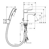 Смеситель для раковины с гигиеническим душем Hansgrohe Metris 31285000