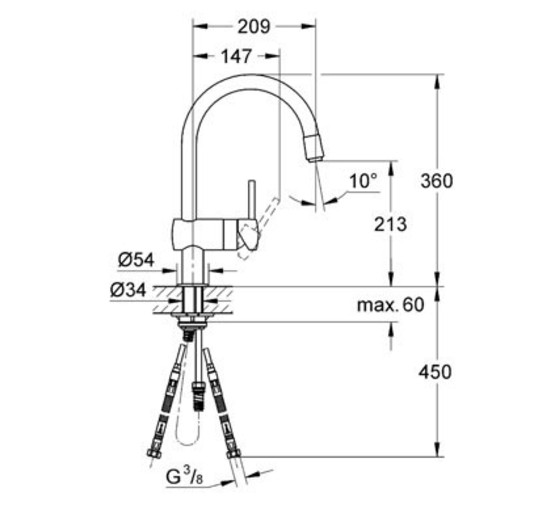 Смеситель для кухни Grohe Minta 32918000 с выдвижным изливом