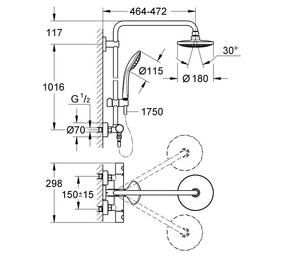 Душевая система Grohe Euphoria System 180 27296001 термостат хром 