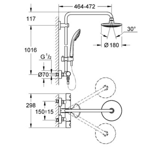 Душевая система Grohe Euphoria System 180 27296001 термостат хром 