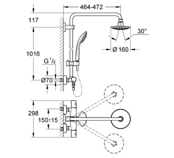 Душевая система Grohe Euphoria System 180 27296001 термостат хром 