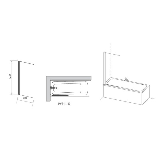Шторка для ванны Ravak Pivot PVS1-80 сатин + стекло Транспарент 