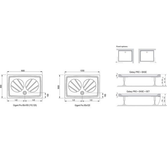 Душевой поддон Ravak Galaxy Pro/Gigant Pro 1000x800