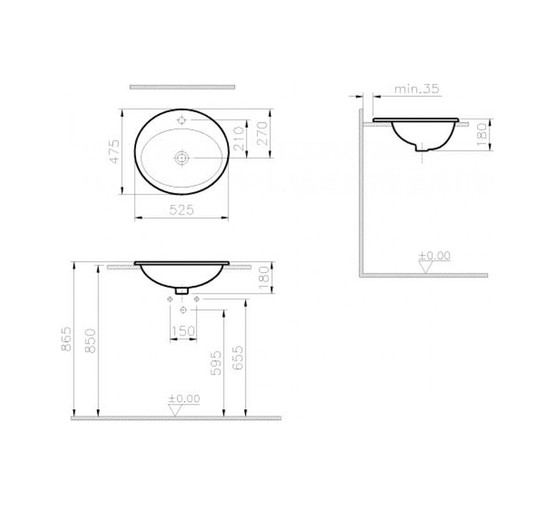 Раковина встраиваемая Vitra S20 52 см.