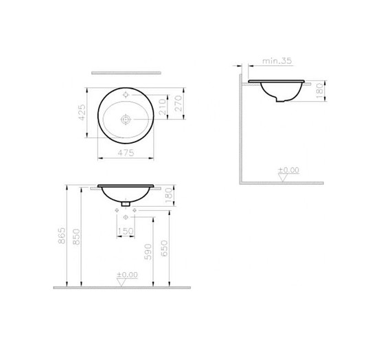 Раковина встраиваемая Vitra S20 48 см.