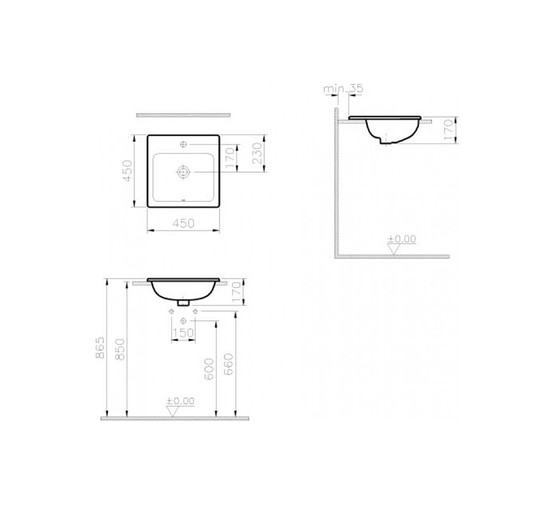 Раковина встраиваемая Vitra S20 45 см