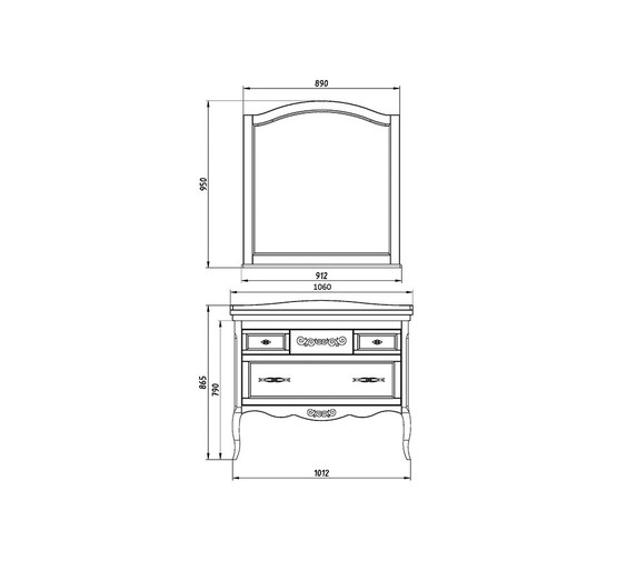 Комплект мебели ASB-Woodline Модерн 105 белый патина массив ясеня